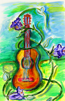 The Dancing Guitar 14x10 in. watercolor